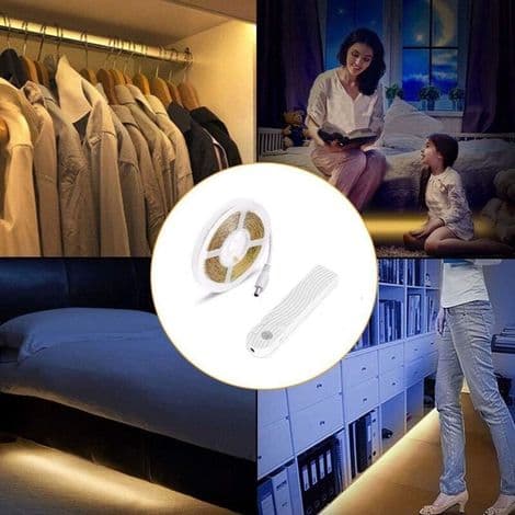 Ersandy – 3m LED underskabslys – Bevægelsessensor – USB genopladelig – 6000K koldt hvidt lys – Dæmpbar