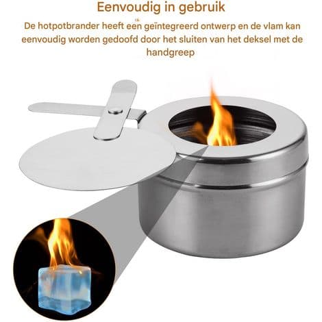 Alkoholbrænder - Rustfrit Stål - Til 200g Brændstofpasta Blokke (9 x 5 cm) - Ideel til Buffeter og Fondue - 4 Stykker