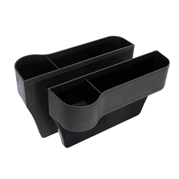 2x Bil Sæde Gap Catcher Organizer Opbevaringsboks Lomme med Kopholder Side Sort