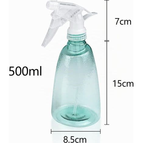 3-delat tomt 500 ml sprayflaskset, påfyllningsbar plastsprayflaska med avtryckare, 2 spraylägen, transparenta sprayflaskor, för rengöring, växter, hår
