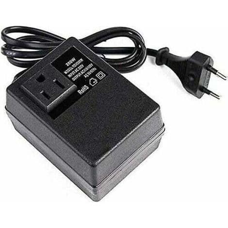 220V til 110V transformator, 200W, med europeisk plugg, for redusert spenning.