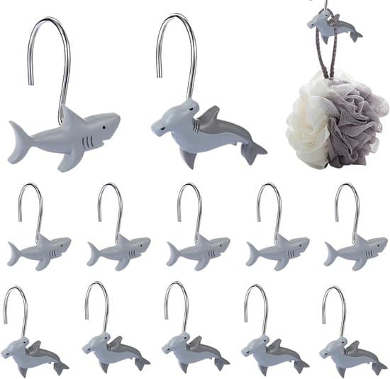 12-pack dekorativa svarta duschdraperi- och handdukskrokar