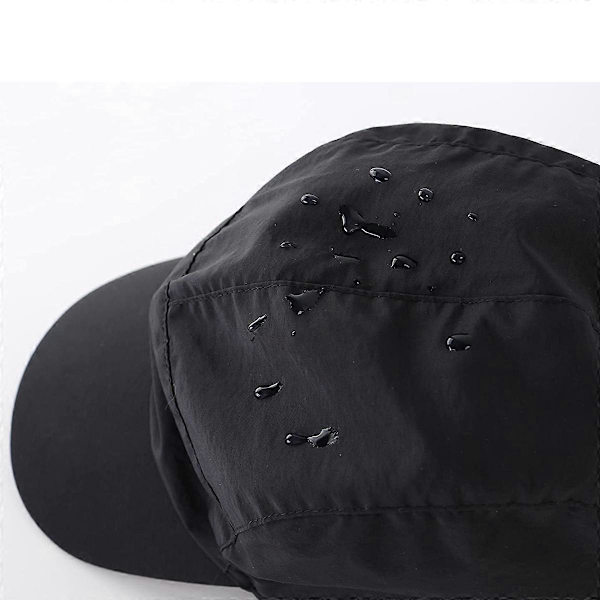 Vanntett Vinterlue for Menn Varm Polyesterforet Øreklaffer Baseballcaps Svart