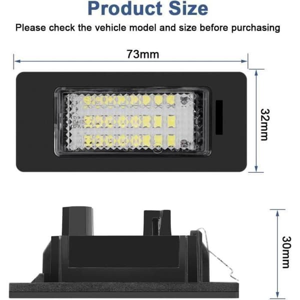 2ST LED Bilskyltbelysning Superljus 6000K Xenon Vit 24SMD, för BMW E82/E88/E90/E92/E93/E39