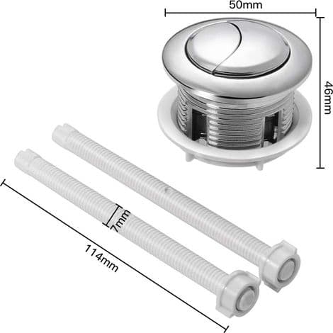 Set med 2 dubbelspolande tryckknappar, 38 mm, silverkrom, för WC-cistern.