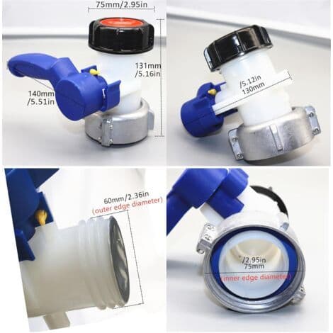 Universell IBC-adapter, IBC-stengeventiladapter, universell IBC-tømmeventil, spjeldventiladapter, egnet for regnvannstanker, regnvannscisterne