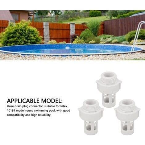 Poolslange afløbspropstik, poolslangeadapter, vandafløbsprop til Intex runde pools 10184, 25 mm gevind, 3 stk.