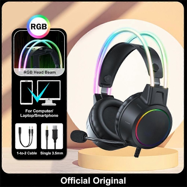 X15 Pro Onikuma RGB Hörlurar med HD Flexibel Mikrofon 3.5mm Gaming Hörlurar Kompatibla för Xbox PS5 PS4 Switch