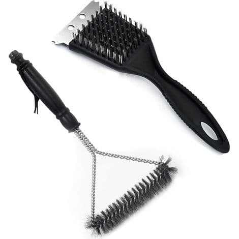 PCS Grillrensebørste 2 i 1 - Grillbørste i rustfrit stål + Spids Multifunktionel Grillbørste