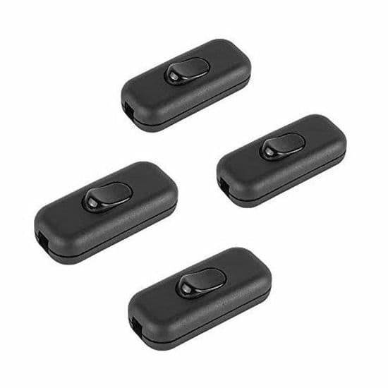 6A Bi-polet afbryder, in-line ledningsafbryder til små apparater eller lamper, sort - 4-pak