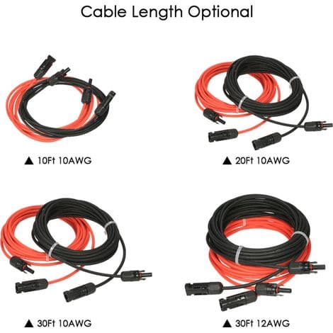 Solcelleforlengelseskabel med MC4-kontakt, rød + svart par, 14AWG 4m