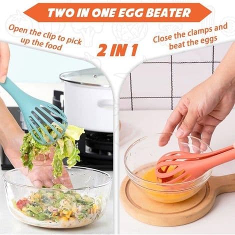 Sett med 2 eggevisper til kjøkkenet, 2-i-1, mattang og eggevisp, non-stick, multifunksjonell