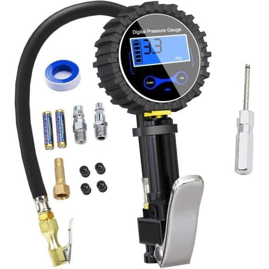 SIKSOG Digital Dæktryksmåler - 250 PSI - Høj Præcision - Dækpustning - Digitalt Display