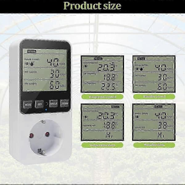 Fuktighetskontroller Temperaturkontakt 230 V Bryter Termostat EU-plugg