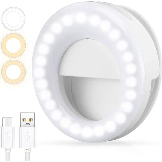 Selfie-ringlys, USB genopladeligt selfie-ringlys, 48 LED-fyldlys, Selfie-blitz til iPhone, Smartphone, Samsung og kamera