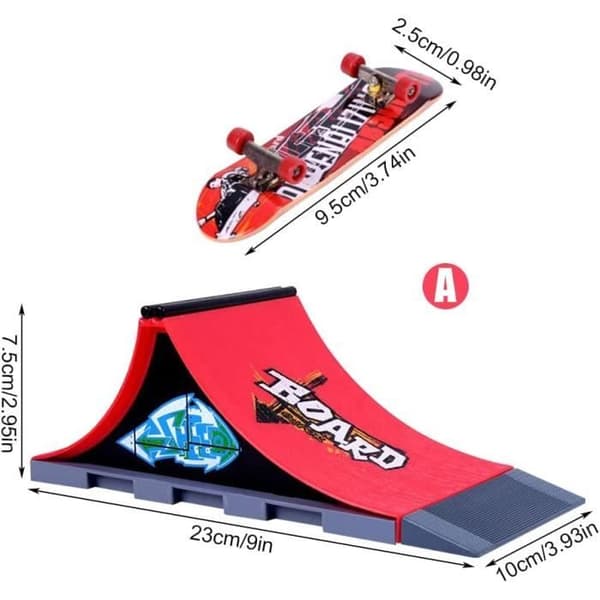 Miniskatepark - Fingerskate - Rampset - Miljövänlig plast - För barn - Från 6 år