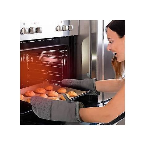 (Grå) Set med 6 ugnsvantar/grytlappar - Värmebeständiga med halkfri silikonbeläggning: Matlagning - Bakning - Grillning