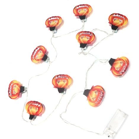 Halloween lyslenke, 10 batteridrevne LED-lys for gresskarpynt