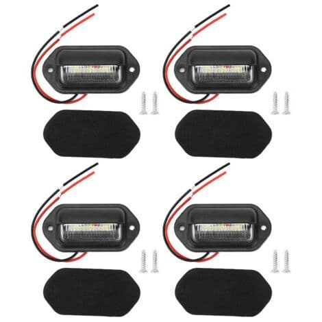 12V 6LED Nummerpladelys, 4 Styk, Høj Lysstyrke Hvidt Lys, Vandtæt til Bil