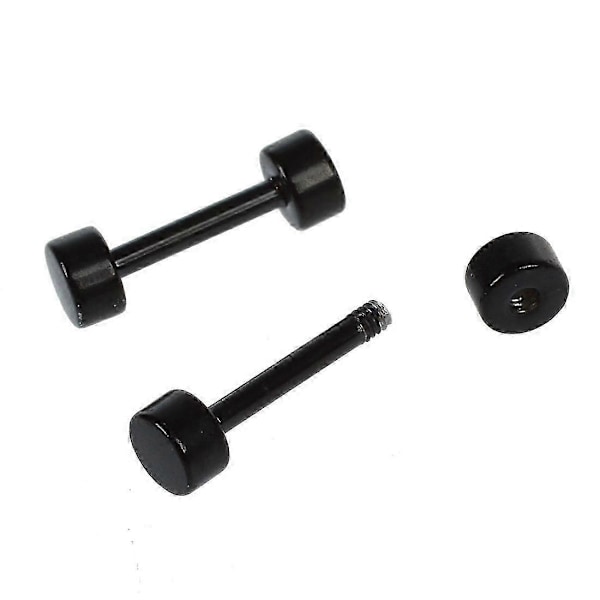 1 Par Herr Hantel Titanstål Öronstift Örhängen 4mm Svart
