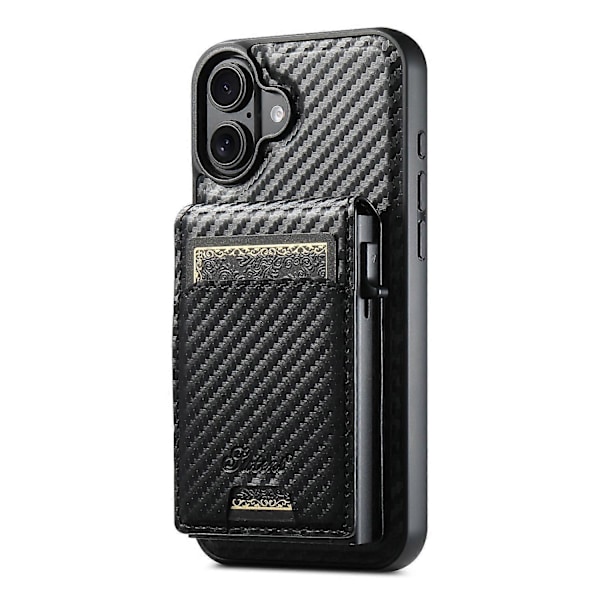 SUTENI H19 Magnetiskt Skal för iPhone 16 Plus, Kolfibertextur Läder Baksida med Kortfack