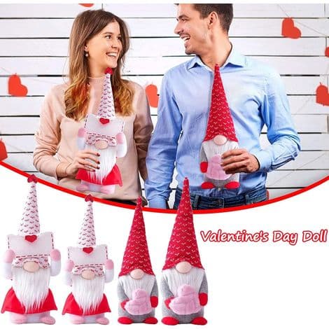 2 nissepynt til Valentinsdag, håndlavede plys nisser til Valentinsdag