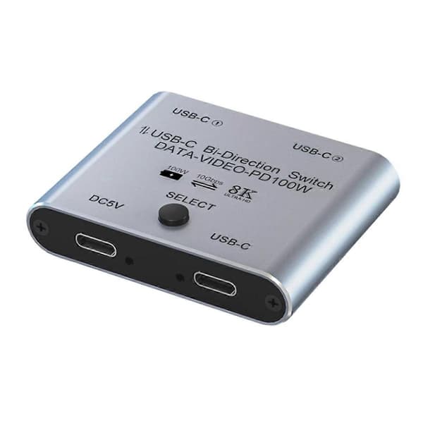 Switch Splitter for 2 datamaskiner, Bi Directional USB C KVM Switch 1 inn 2 ut for 8K@60Hz/4K@144Hz Vid