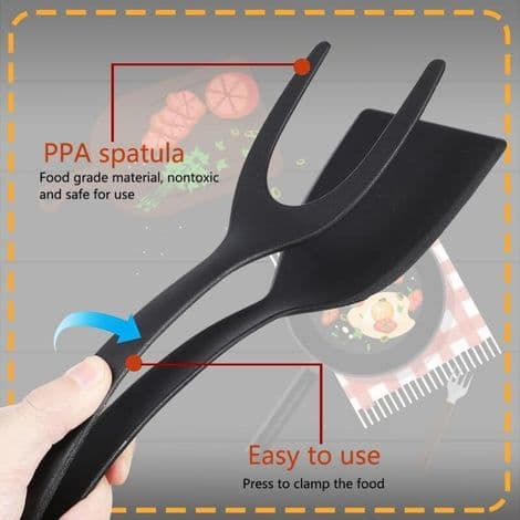 Omelettspatel, 2-i-1 non-stick spatel med mattang, silikon eggspatel, non-stick silikon eggspatel, multifunksjonelt kjøkkenverktøy