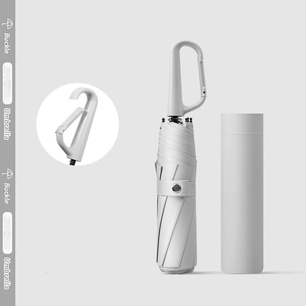 Automatisk paraply med ringclips - Sammenfoldelig rejseparaply grå