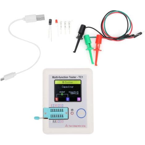 LCRTC1 1,8-tommer TFT-skærm Multifunktions Transistortester til Kondensator Dioder