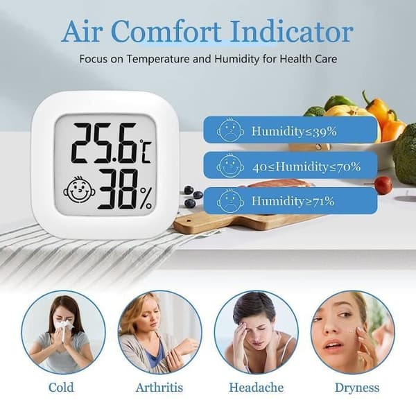 3 stk digitalt termometer hygrometer, mini LCD innendørs termometer hygrometer, søtt innendørs veggtermometer for Ma[O212]