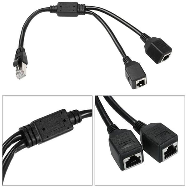 Ethernet LAN netværksadapterkabel, RJ45 han til 2 hun splitter, en til to