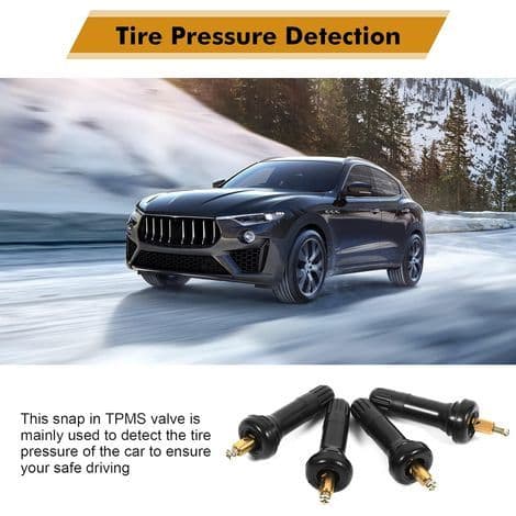 4 stk dekktrykksensorventil for TPMS-ventil trykksensor, eksplosjonssikker gummiventilstamme for bil