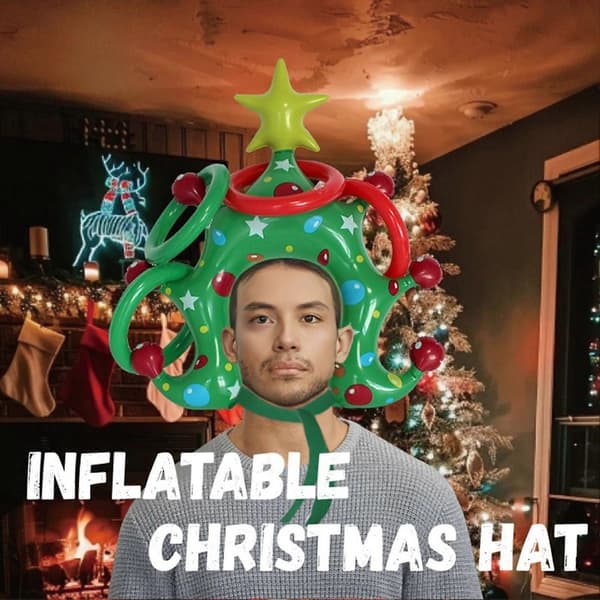 Uppblåsbart julgransformat pannbandsspel för julkalas och skoj