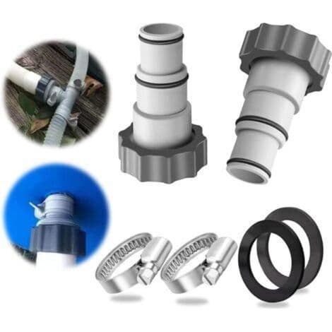 2-delt poolslangeadapter, adapter til Intex pools, slangeadapter til andet pooltilbehør, pooltilbehør slangeadapter, Ø 32 og 38 mm
