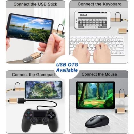 2-i-1 USB-C/Micro til USB-adapter, OTG-kabel kompatibel med Samsung Galaxy S21/S22/S23, Note 20/10, Google Pixel og andre Android-enheder - Guld