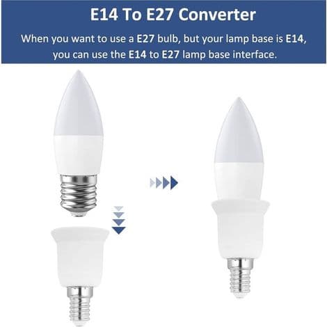 E14 til E27 Sokkeladapter, SES til ES Sokkelomformer, 0-250V, for E27 Pærer, LED-pærer, Glødepærer, Halogenlamper, CFL-lamper, Pakke med 2