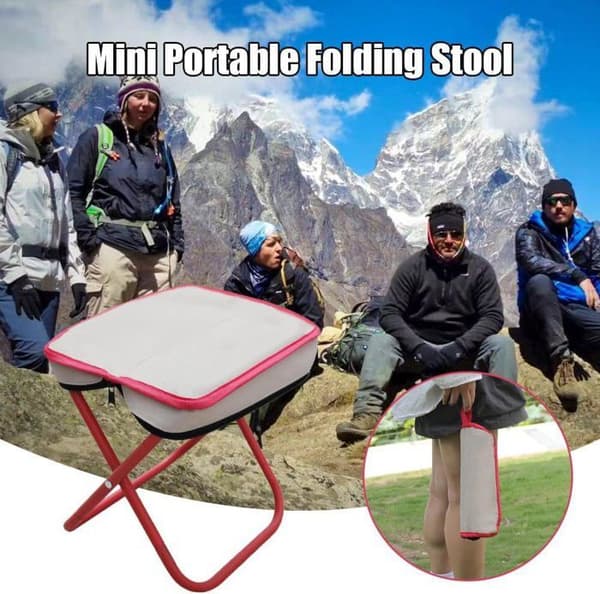 Campingtaburet - BEIJIYI - Mini sammenklappelig bærbar taburet - Letvægt - Rød - Bæreevne 80 kg