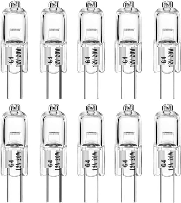 G4 20W 12V T3 JC Typ 2-stifts bas ersättningshalogenlampor för underskåps- och landskapsbelysning (10-pack)