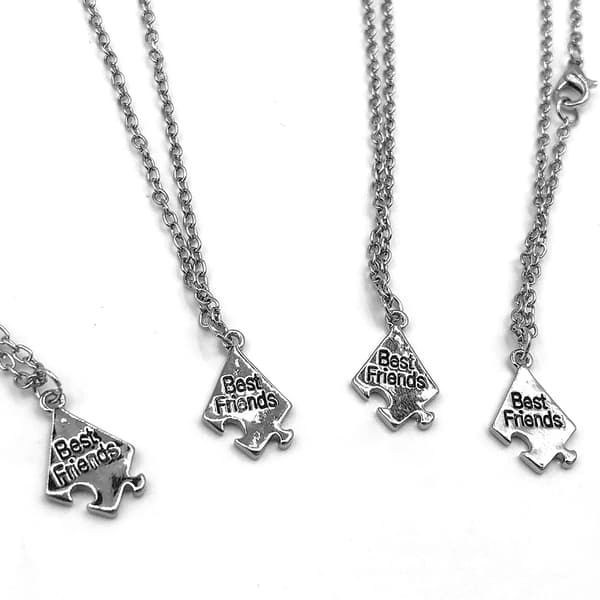 Pusselhalsband för bästa vänner \"Best Friends\" 4-pack Silver