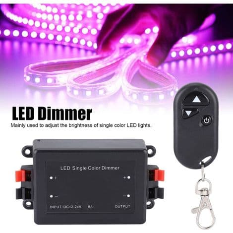 12-24V Trådløs RF Fjernkontroll - 3-knapps Dimmer for Monokrom LED-stripe, Mini Ergonomisk Design - ULISEM
