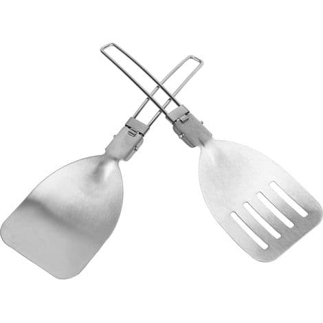 2-delt foldbar spatelsæt i 304 rustfrit stål, bærbart køkkenredskab til picnics og udendørs grillfester