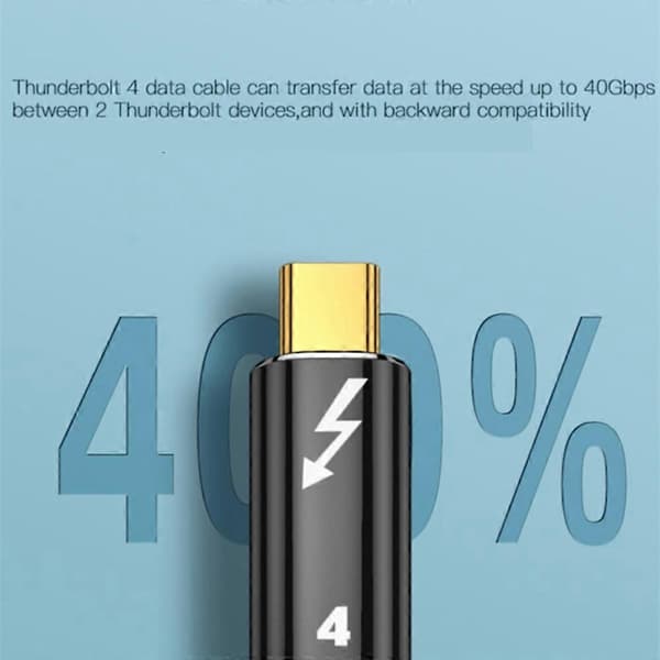 Type A 0.8m Thunderbolt 4 USB 4 Nylonflettet Type-C-kabel 40 Gbps Datakabel 8K@60Hz Støtte PD