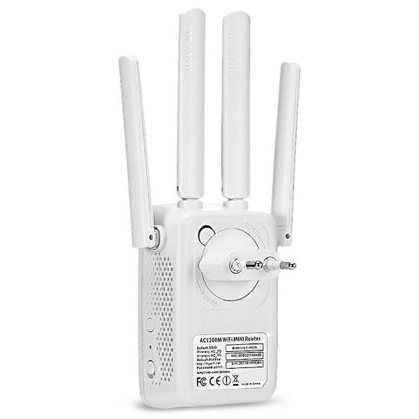 AC1200 Trådlös Mini Router AP Wifi Repeater Lång Räckvidd Extender Booster Dual Band 2.4G/5GHz Engelsk Firmware EU US AU Väggkontakt