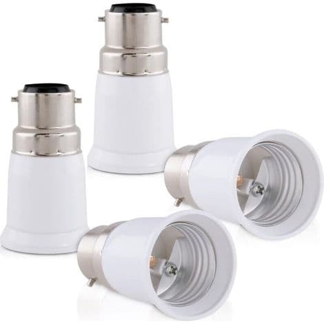 4-stikkontaktadapter - B22 til E27 sokkelomformer - Bajonettsokkeladapter for halogen- og LED-pærer