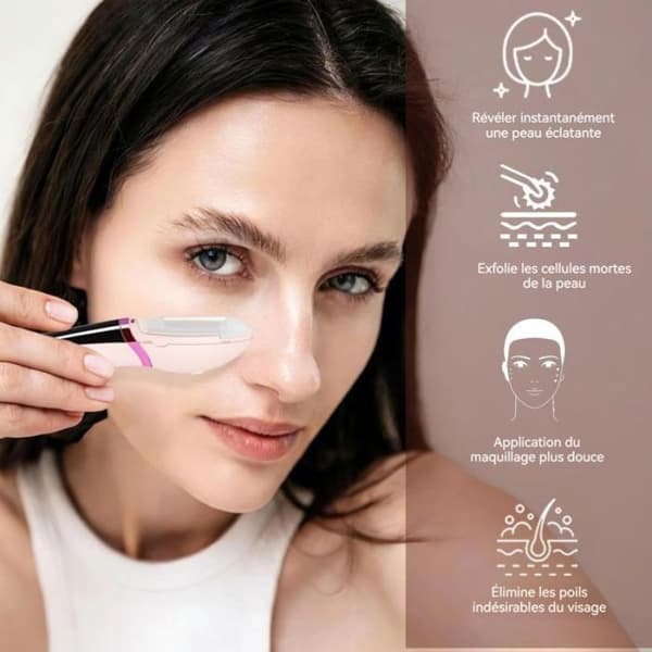 Epilator med 2 skærehoveder, 3 vibrationsniveauer, LED-lys, kompakt og bærbar, USB-C opladning, vaskbart blad