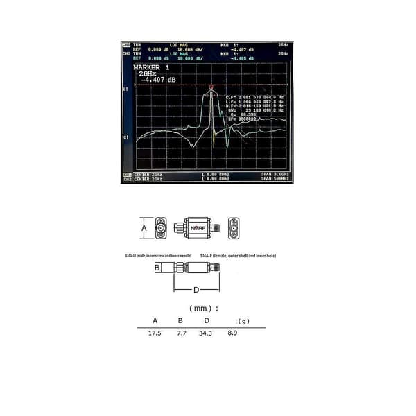 2000mhz Bandpasfilter Fbp-2000s 2000mhz Rf Koaksial Bandpas Savfilter 1db Båndbredde 5mhz Sma Interface