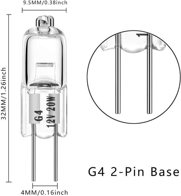 G4 20W 12V T3 JC Typ 2-stifts bas ersättningshalogenlampor för underskåps- och landskapsbelysning (10-pack)