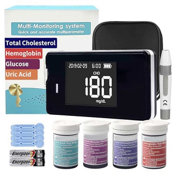 Hemoglobintestkit, Hemoglobintestare, Kolesteroltestkit, Urinsyratestkit, Innehåller Totalt
