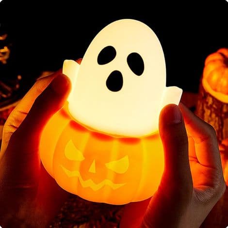 Nattlys til Halloween, nattlys i silikon spøkelse for